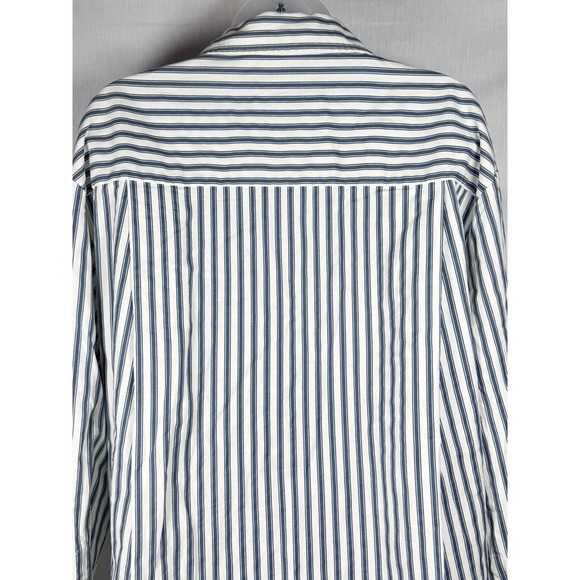 Reformation Will Oversized Shirt Savoy Stripe Womens M Blue Organic Cotton - Picture 8 of 12